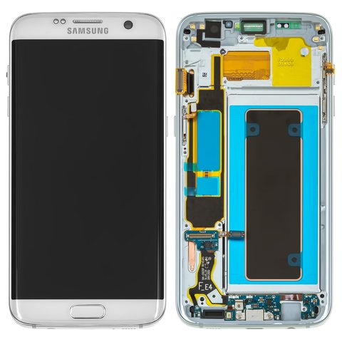 Дисплей для Samsung G935 Galaxy S7 EDGE, білий, з рамкою, Original, сервісне опаковання, #GH97 18533D
