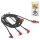 USB кабель Baseus MVP Mobile Game, USB тип-C, USB тип-A, micro-USB тип-B, Lightning, 120 см, 3,5 А, черный, красный, передача данных только на Lightning, двухсторонний micro USB тип-B, Г-образный, в нейлоновой оплетке, 3 в 1, #CAMLT-WZ09