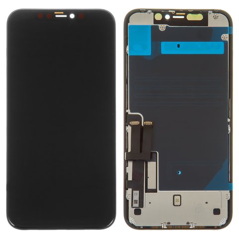 Дисплей для iPhone 11, чорний, з рамкою, Original PRC , з захисним екраном дисплея, #Self welded OEM