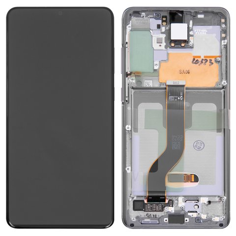 Дисплей для Samsung G985 Galaxy S20 Plus, G986 Galaxy S20 Plus 5G, серый, с рамкой, Original PRC , без фронтальной камеры, cosmic grey