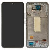 Дисплей для Samsung A346 Galaxy A34 5G, сріблястий, з рамкою, Original (PRC)