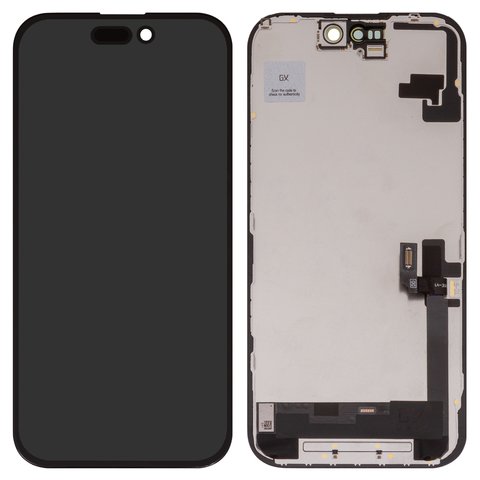 Дисплей для iPhone 16, черный, с рамкой, High Copy, без микросхемы, OLED , GX OEM hard