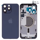 Корпус для iPhone 15 Pro Max, синій, з тримачем SIM-карти, з боковими кнопками, Original (PRC), EU Version, blue titanium