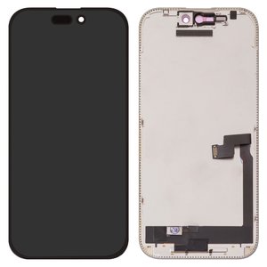Дисплей для iPhone 16, чорний, з рамкою, без помилки, OLED  hard diagnosable, ZY OLED