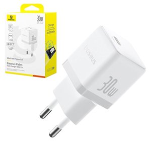 Мережевий зарядний пристрій Baseus Palm, 30 Вт, Fast Charge, білий, 1 порт, #P10111605213 00