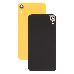 Задняя панель корпуса для iPhone XR, желтая, со стеклом камеры, small hole