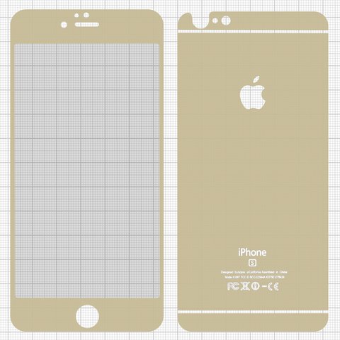 Tempered Glass Screen Protector All Spares compatible with Apple iPhone 6 Plus, iPhone 6S Plus, 0,26 mm 9H, front and back, golden 