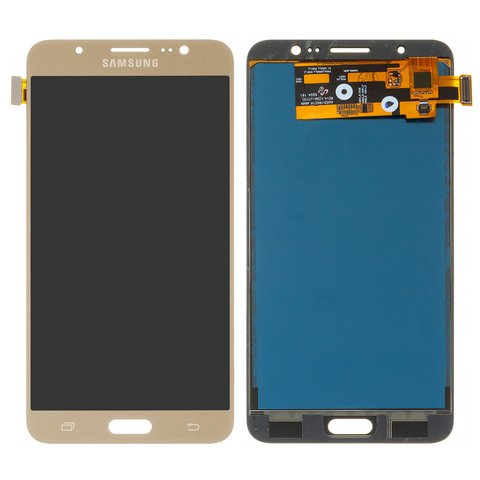 Pantalla LCD puede usarse con Samsung J710 Galaxy J7 2016 , dorado, sin ajuste de brillo, sin marco, Copy, TFT 