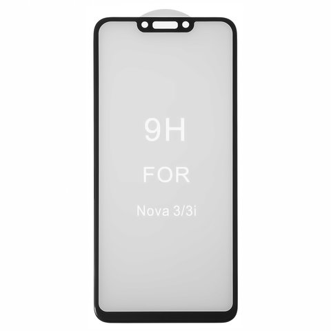 Tempered Glass Screen Protector All Spares compatible with Huawei Nova 3i, P Smart Plus, 5D Full Glue, black, This glass covers the screen completely. 