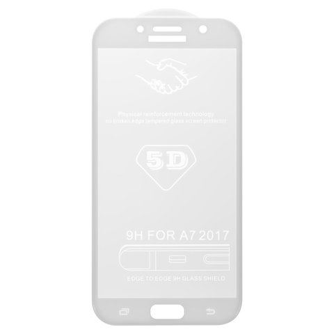 Tempered Glass Screen Protector All Spares compatible with Samsung A720F Galaxy A7 2017 , 5D Full Glue, white, the layer of glue is applied to the entire surface of the glass 