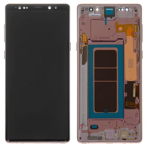 LCD compatible with Samsung N960 Galaxy Note 9, purple, with frame, original change glass  , lavender purple 