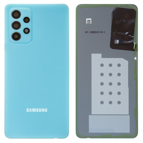 Panel trasero de carcasa puede usarse con Samsung A525 Galaxy A52, azul claro, con vidrio de cámara