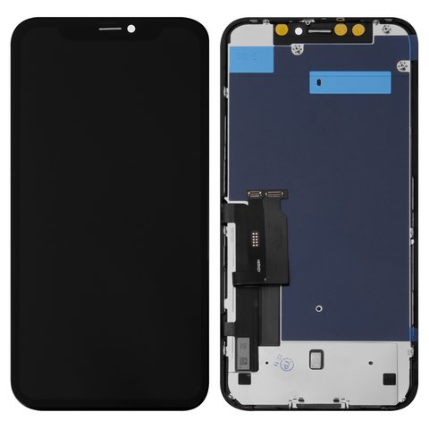 LCD compatible with iPhone XR, black, with frame, AAA, TFT , JK 