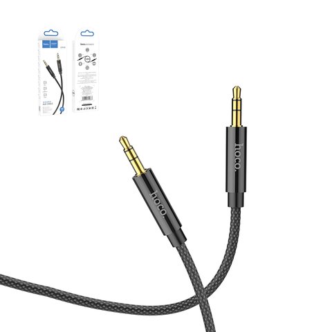 AUX cable Hoco UPA19, TRS 3.5 mm, 100 cm, negro, con revestimiento de nylon, #6931474759863