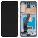 Pantalla LCD puede usarse con Samsung G980 Galaxy S20, G981 Galaxy S20 5G, blanco, con marco, original (vidrio reemplazado), cloud white