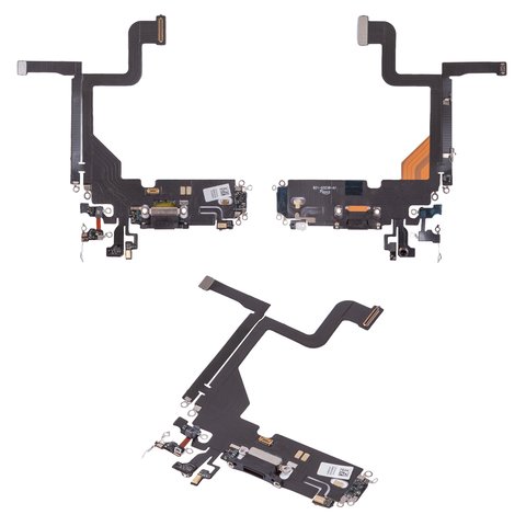 Cable flex puede usarse con iPhone 13 Pro, del conector de carga, negro, con micrófono, con componentes, HC, graphite