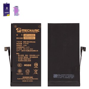 Battery Mechanic compatible with Apple iPhone 13, Li Polymer, 3.85 V, 3550 mAh, High Capacity, without error "Unknown Part", diagnosable battery 