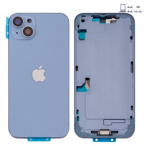 Carcasa puede usarse con iPhone 14 Plus, azul, con botones laterales,  con sujetador de tarjeta SIM, Original PRC , EU Version, blue