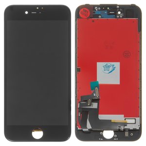 Дисплей для Apple iPhone 7, черный, с рамкой, AAA, с пластиками камеры и датчика приближения, tianma