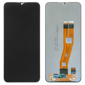 LCD compatible with Samsung A025F DS Galaxy A02s, M025 Galaxy M02s, black, without frame, original change glass  , with yellow cable, 160,5x72 mm  