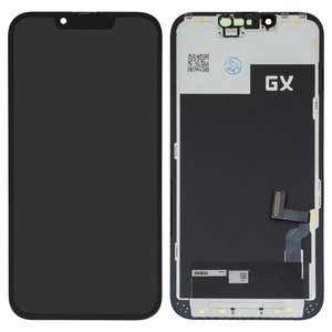 Дисплей для iPhone 13, черный, с рамкой, HC, OLED , GX OEM hard