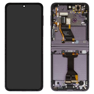 LCD compatible with Samsung F731 Galaxy Z Flip5, black, with frame, original change glass 