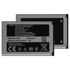 Batería AB463651BU puede usarse con Samsung S5560, Li ion, 3.7 V, 960 mAh, Original PRC 