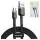 Cable USB Baseus Cafule, USB tipo-A, micro USB tipo-B, 100 cm, 2.4 A, negro, #CAMKLF-BG1