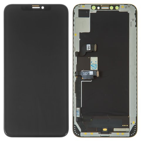 Pantalla LCD puede usarse con iPhone XS Max, negro, con marco, vidrio reemplazado