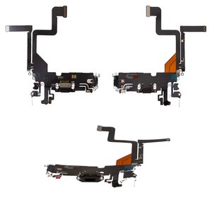 Cable flex puede usarse con iPhone 14 Pro, del conector de carga, negro, con micrófono, con componentes, HC