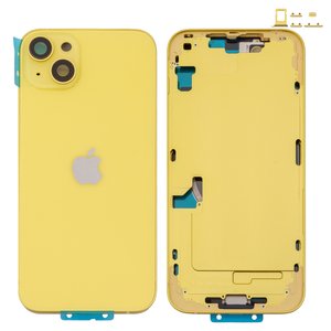 Carcasa puede usarse con iPhone 14 Plus, amarillo, con botones laterales,  con sujetador de tarjeta SIM, Original PRC , EU Version, yellow