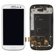 Дисплей для Samsung I9300 Galaxy S3, білий, з рамкою, Оригінал (переклеєне скло)