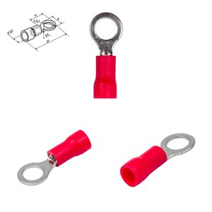 Наконечник RV 1.25 5, 5 мм, кільцевий, ізольований, червоний, 10 шт., 0,5 1,5 мм²