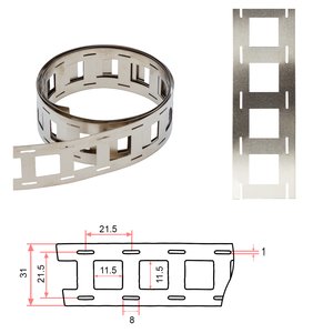 Стрічка нікелева для зварювання акумуляторів 21700 2P, 0,2 мм, 21,5 мм, 1 м, нікельована сталь