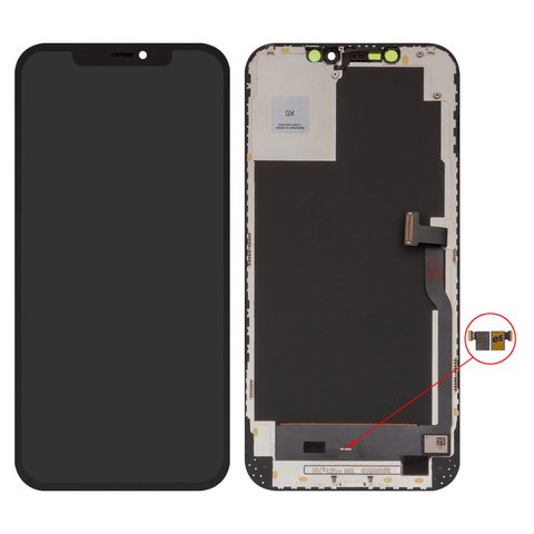 Дисплей для iPhone 12 Pro Max, чорний, з рамкою, High Copy, з пластиками камери та давача наближення, без мікросхеми, OLED , GX OEM hard