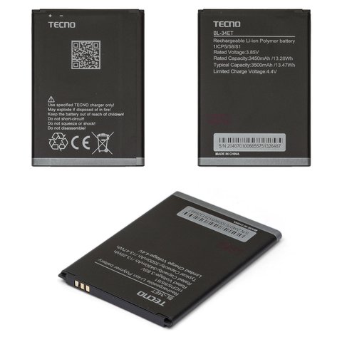 Аккумулятор BL 34ET для Tecno Pop 3 BB2 , Li Polymer, 3,85 B, 3500 мАч, Original PRC 