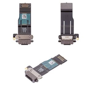 Шлейф для iPad Pro 13 2024 7th Gen , конектора зарядки, чорний, з компонентами, Original PRC , space black