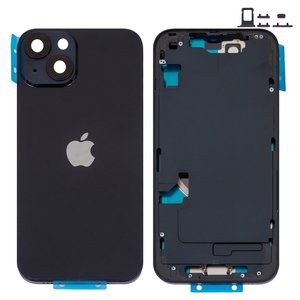 Корпус для iPhone 14, черный, с держателем SIM карты, с боковыми кнопками, Original PRC , EU Version, midnight
