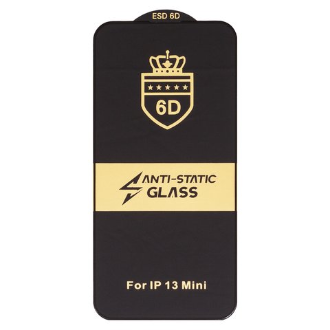 Защитное стекло ESD 6D для Apple iPhone 13 mini, совместимо с чехлом, Full Glue, Anti Static, без упаковки , черный