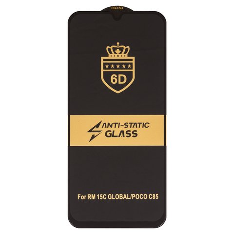 Защитное стекло ESD 6D для Xiaomi Poco C85, Redmi 15C 4G, Redmi 15C 5G, совместимо с чехлом, Full Glue, Anti Static, без упаковки , черный, global version
